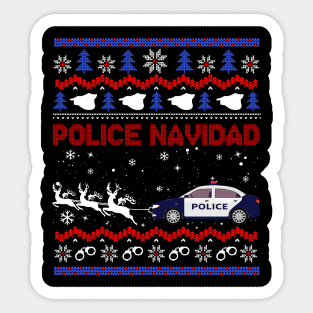 Police Navidad Ugly Christmas Sweater Design Sticker